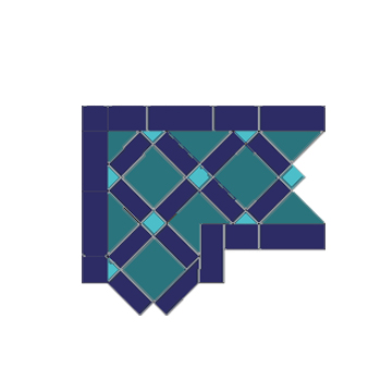 Mosaic House Moroccan tile Fes B Corner 23-15-13 Turquoise Cobalt Blue Light Turquoise  zellige, mosaic, zellij, border, glaze, traditonal, classic 